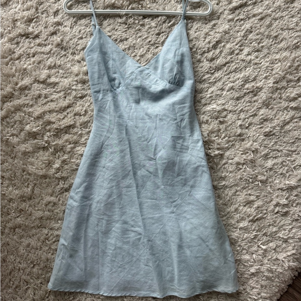 Peppermayo Blue Linen Mini Dress